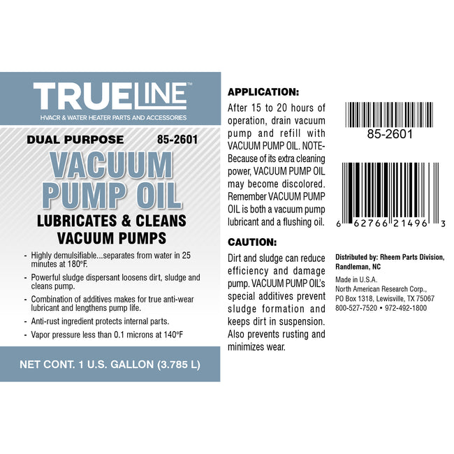 85-2601 - Vacuum Pump Oil - 1 Gallon