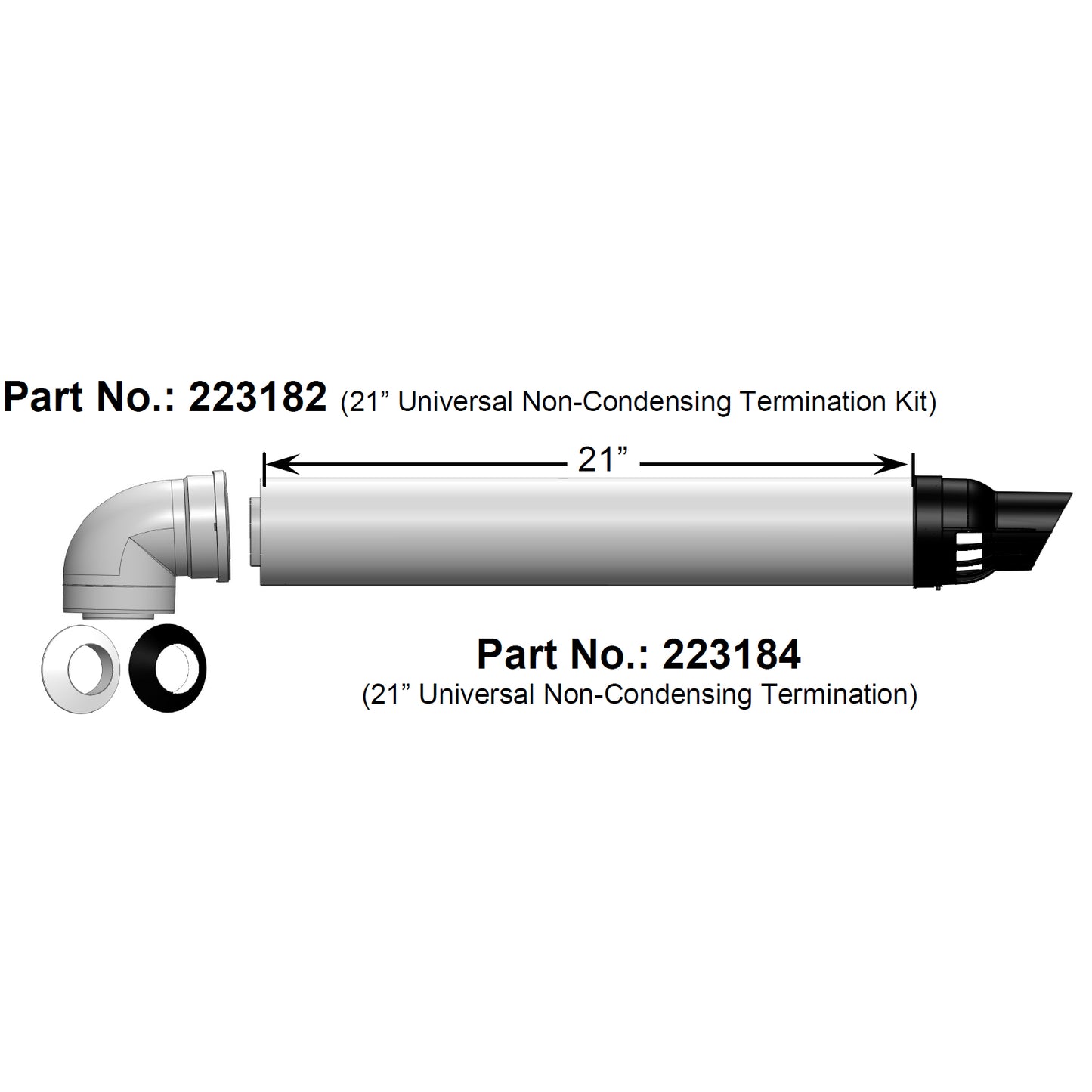 223182 - 21" Universal Non-Condensing Tankless Water Heater Termination Kit