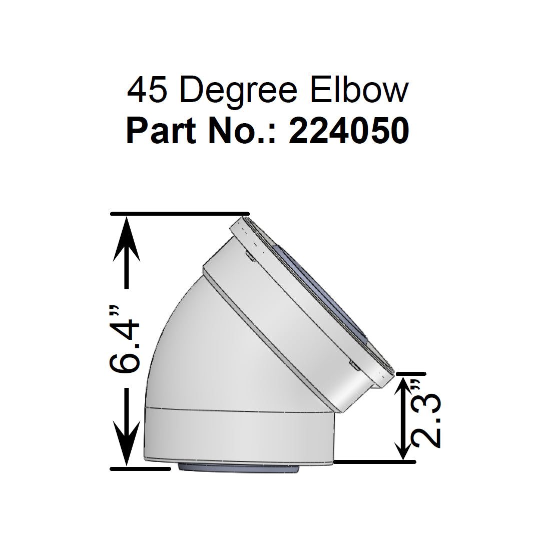 224050 - 45 Degree Elbow - Non-Condensing Tankless Water Heater Venting  - 3" / 5"