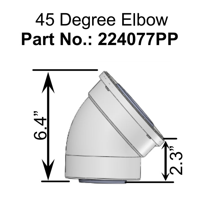 224077PP - 45 Degree Elbow - Condensing Tankless Water Heater Venting - 3" / 5"