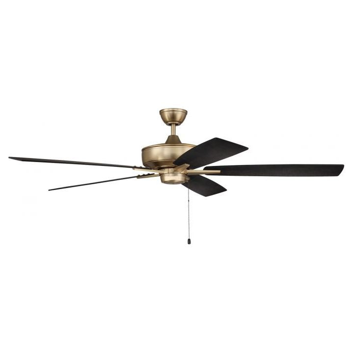 S60SB5-60BWNFB - Super Pro 60" 5 Blade Ceiling Fan - Pull Chain - Satin Brass
