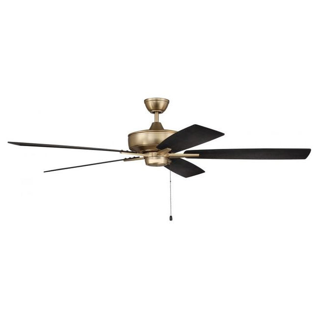 S60SB5-60BWNFB - Super Pro 60" 5 Blade Ceiling Fan - Pull Chain - Satin Brass