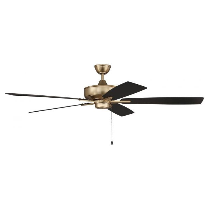 S60SB5-60BWNFB - Super Pro 60" 5 Blade Ceiling Fan - Pull Chain - Satin Brass