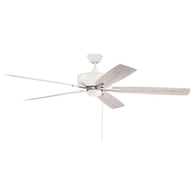 S60WPLN5-60WWOK - Super Pro 60" 5 Blade Ceiling Fan - Pull Chain - White / Polished Nickel