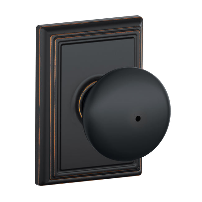 F40PLY716ADD - Plymouth Knob with Addison Rose - Privacy