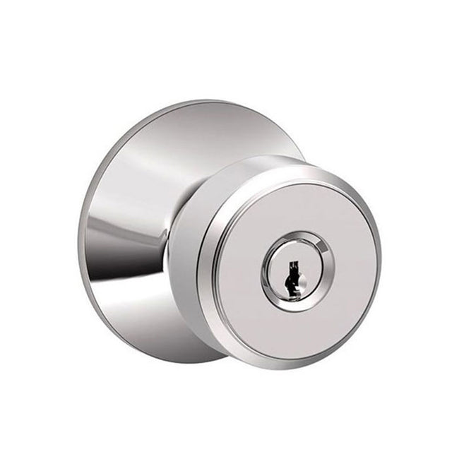 F80BWE625 - Bowery Knob Storeroom Lock - Polished Chrome