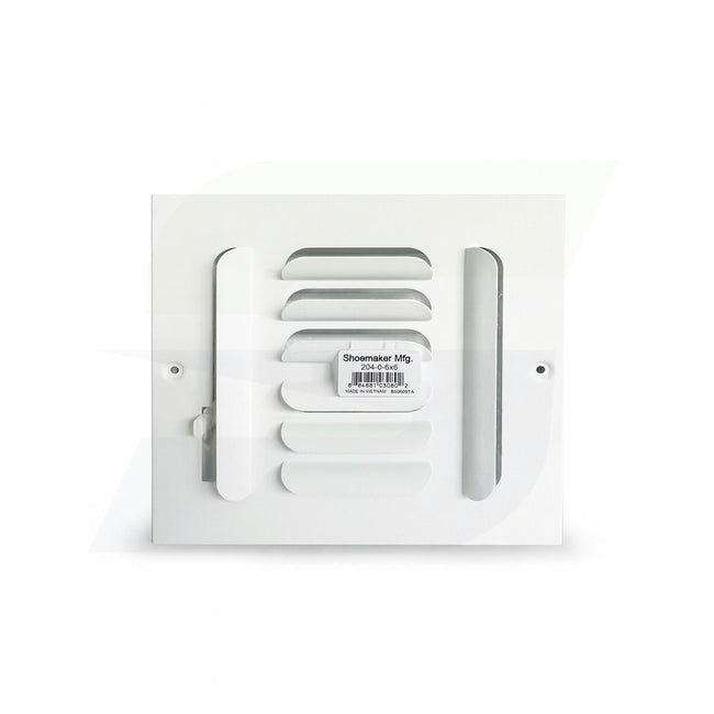 200 Series - 6" x 6" Stamped Curved Blade 4 Way Register in White