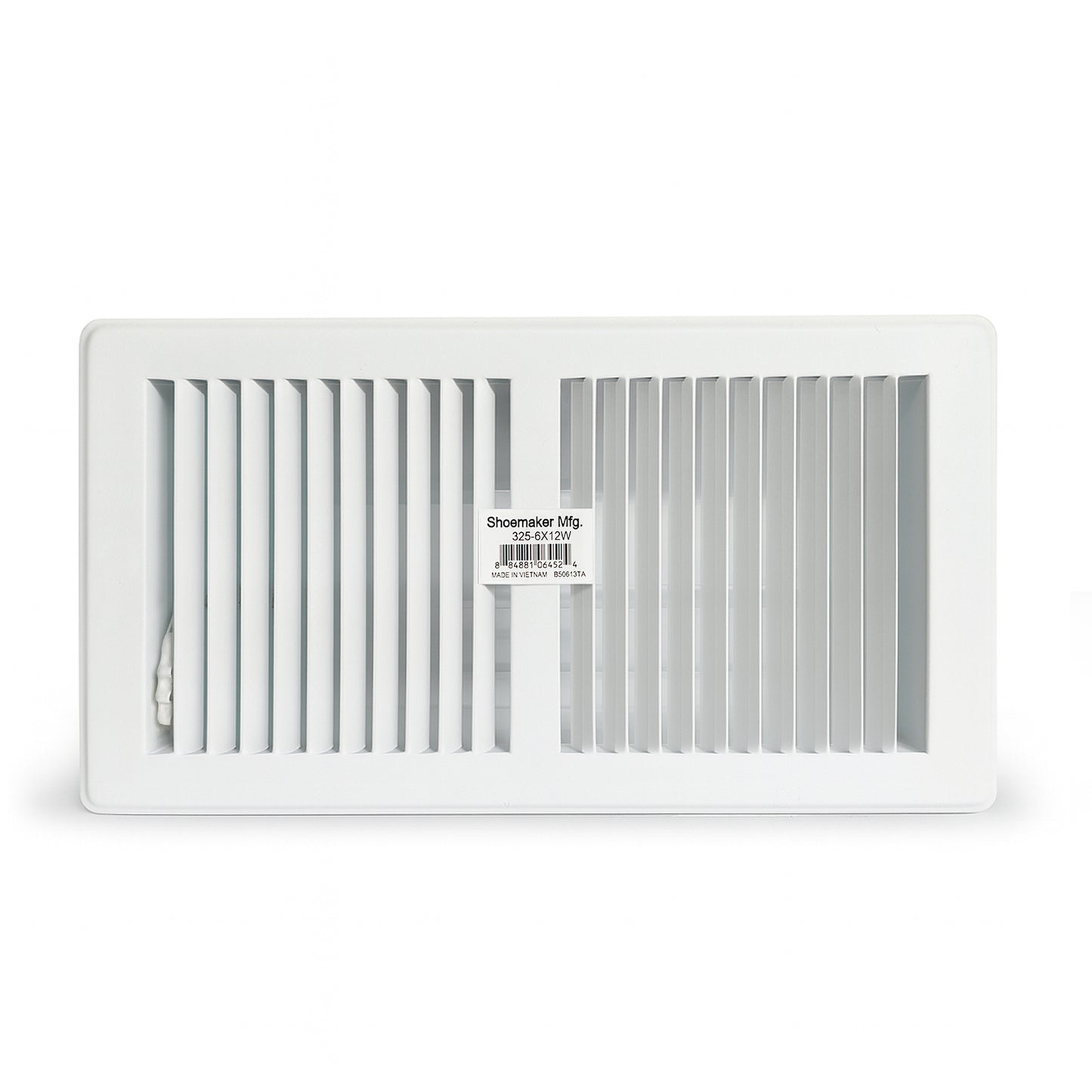 325 Series - 6" x 12" Heavy Gauge Stamped Deluxe Floor Register in White