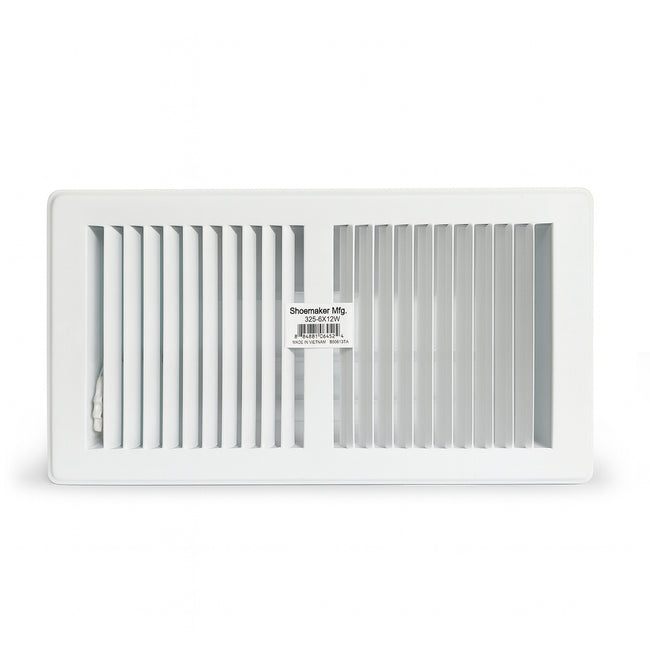 325 Series - 6" x 12" Heavy Gauge Stamped Deluxe Floor Register in White