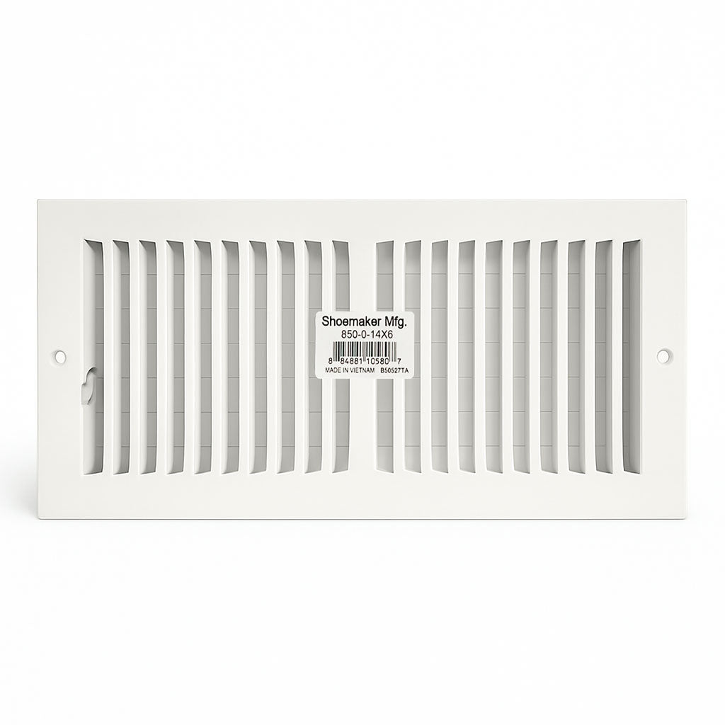 850 Series - 14" x 6" 2-Way Stamped Register for Ceilings / Walls in Soft White