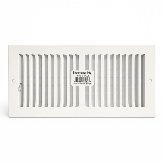 850 Series - 14" x 6" 2-Way Stamped Register for Ceilings / Walls in Soft White