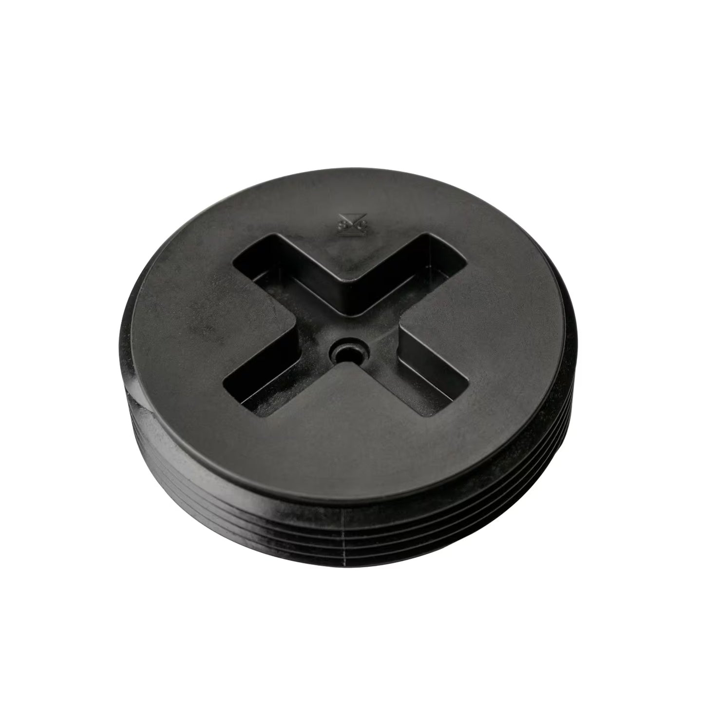 879-035 - 3-1/2" Slotted Black Polypropylene Cleanout Plug Less Threaded Insert