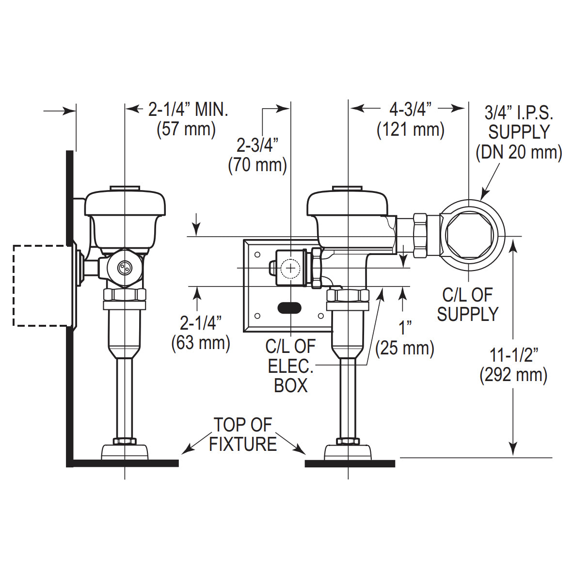 3772673 - 186 Sensor Urinal Flushometer - Top Spud - 1.0 GPF