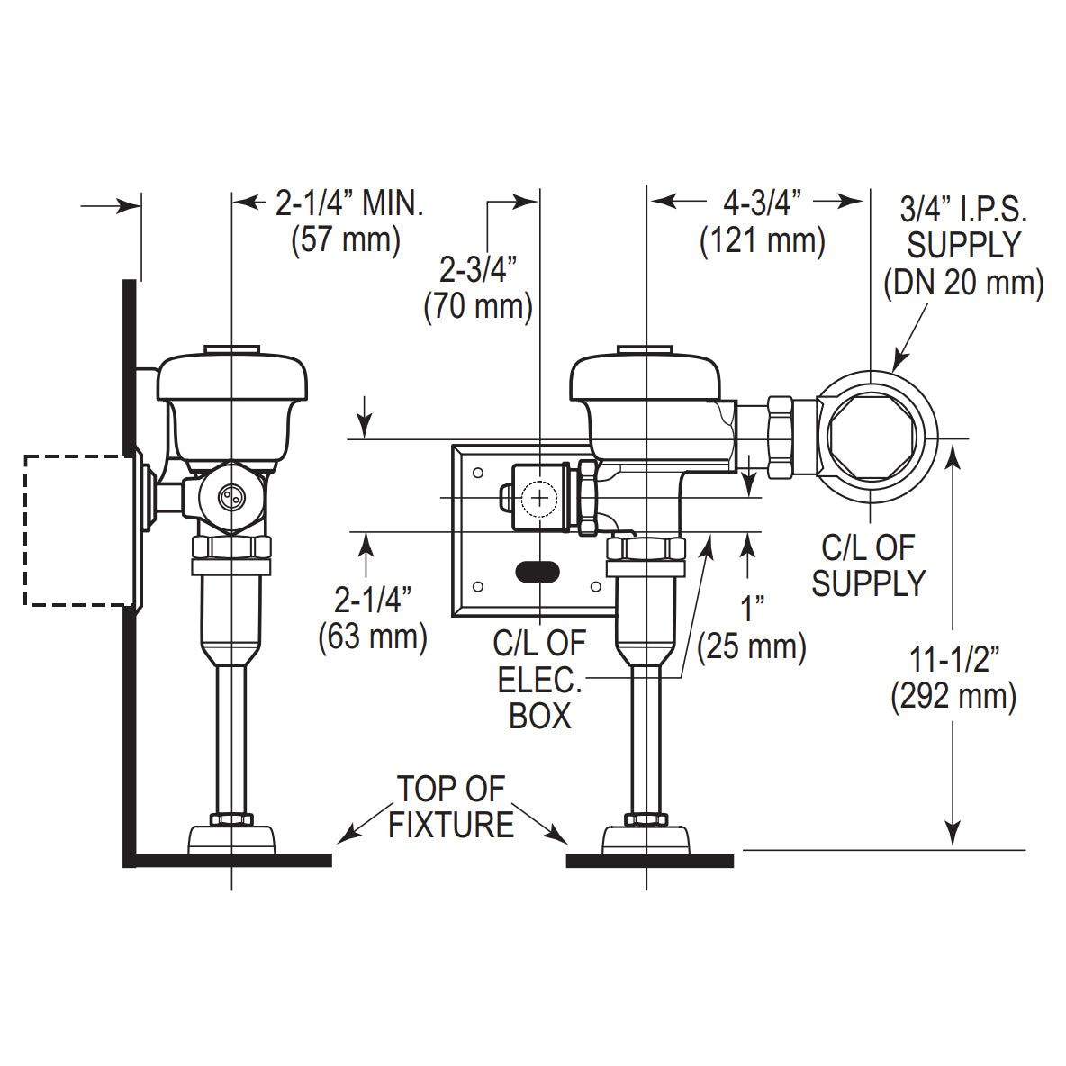 Sloan 3772673 - 1.0 GPF  Exposed Sensor Hardwired Urinal Flushometer