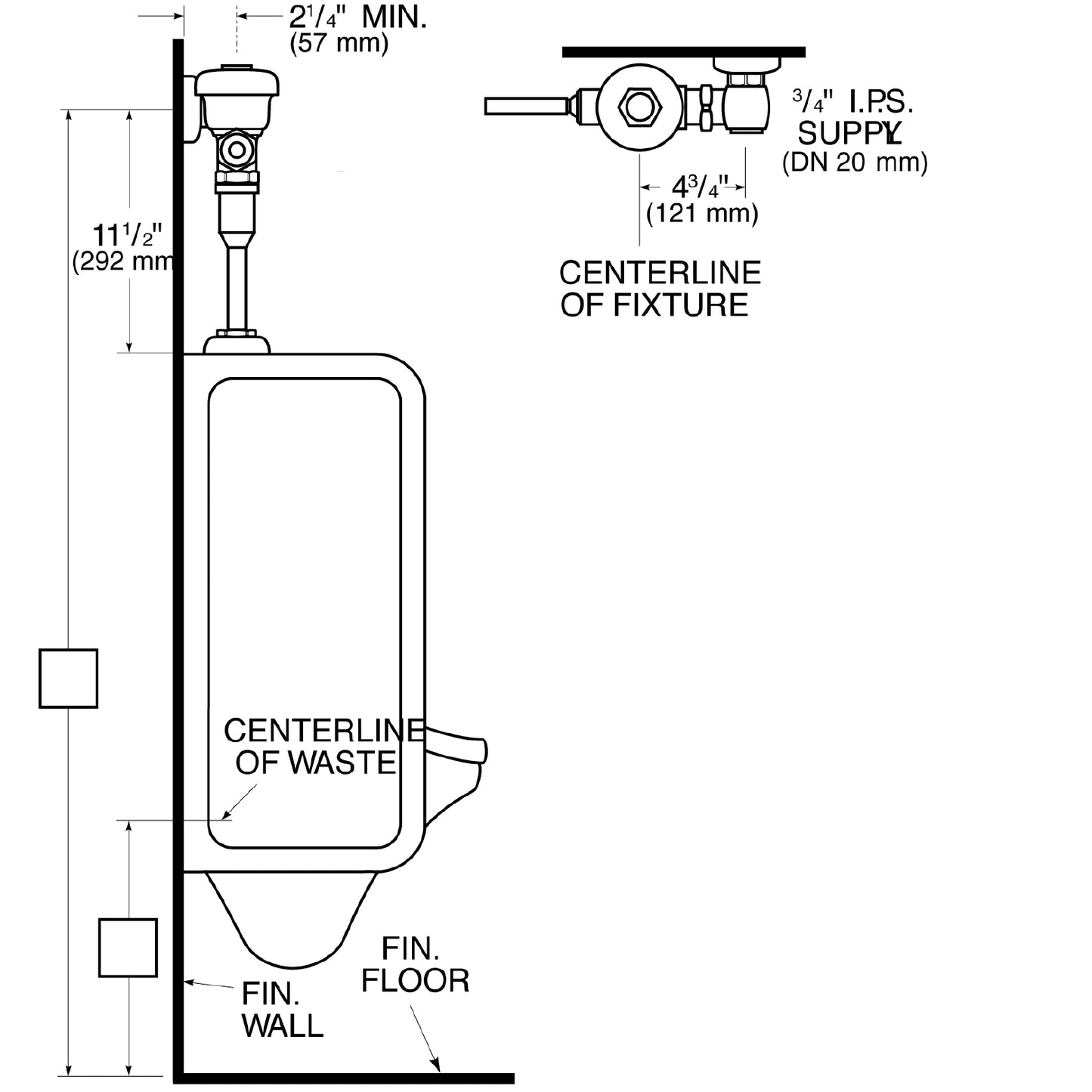 3082675 - Regal 186 XL Manual Urinal Flushometer - Top Spud - 1.0 GPF