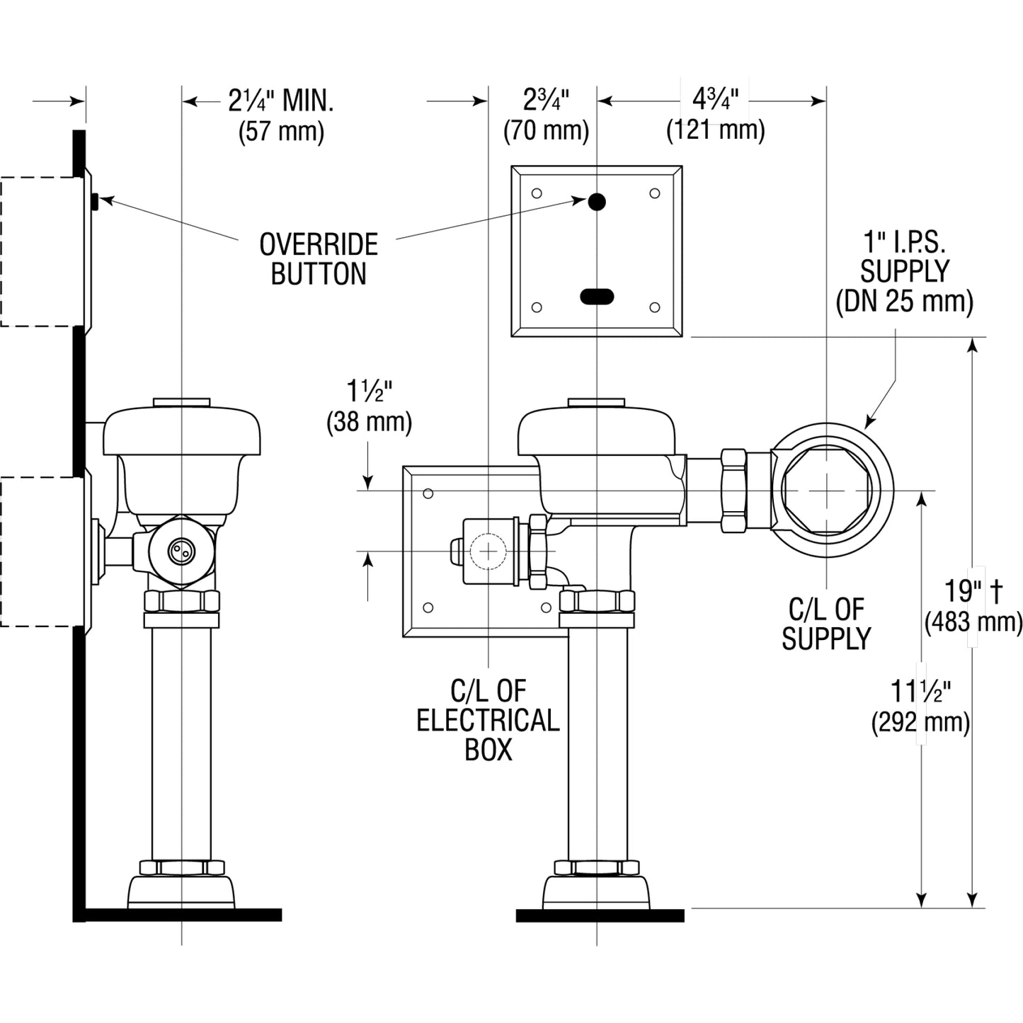3770000 - 111 ESS Sensor Toilet Flushometer - Top Spud - 1.6 GPF
