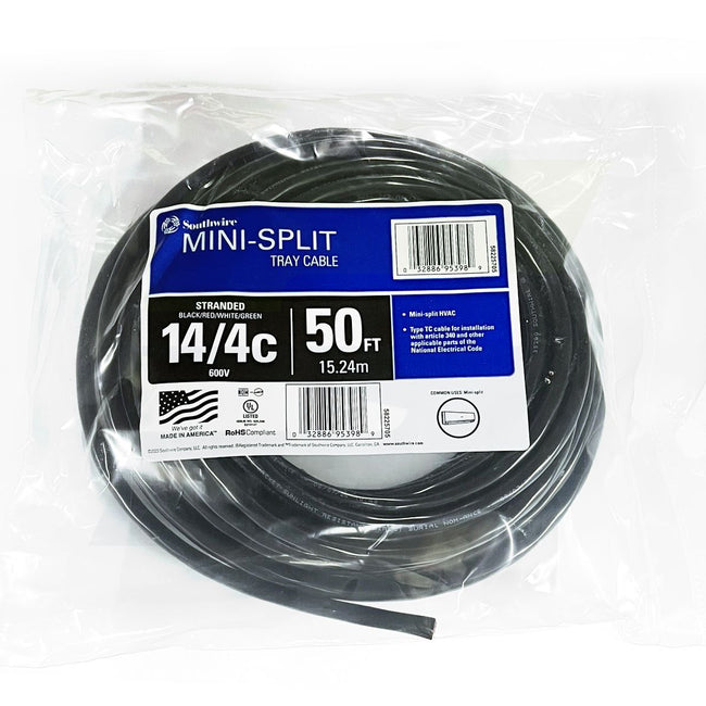 58225705 - Black 14/4 Mini Split Tray Cable - 50 ft