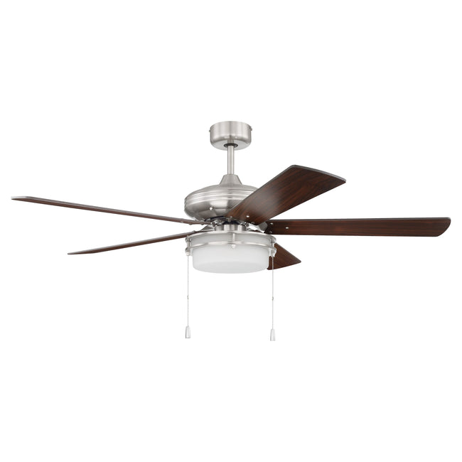 STO52BNK5 - Stonegate 52" 5 Blade Ceiling Fan with Light Kit - Pull Chain - Brushed Polished Nickel