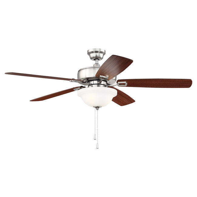 TCE52BNK5C1 - Twist N Click 52" 5 Blade Ceiling Fan with Light Kit - Pull Chain - Brushed Polished N