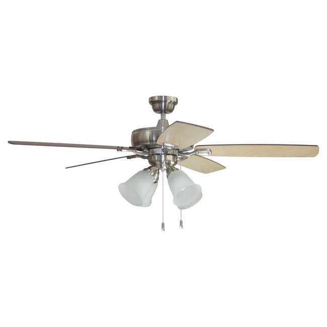 TCE52BNK5C4 - Twist N Click 52" 5 Blade Ceiling Fan with Light Kit - Pull Chain - Brushed Polished N