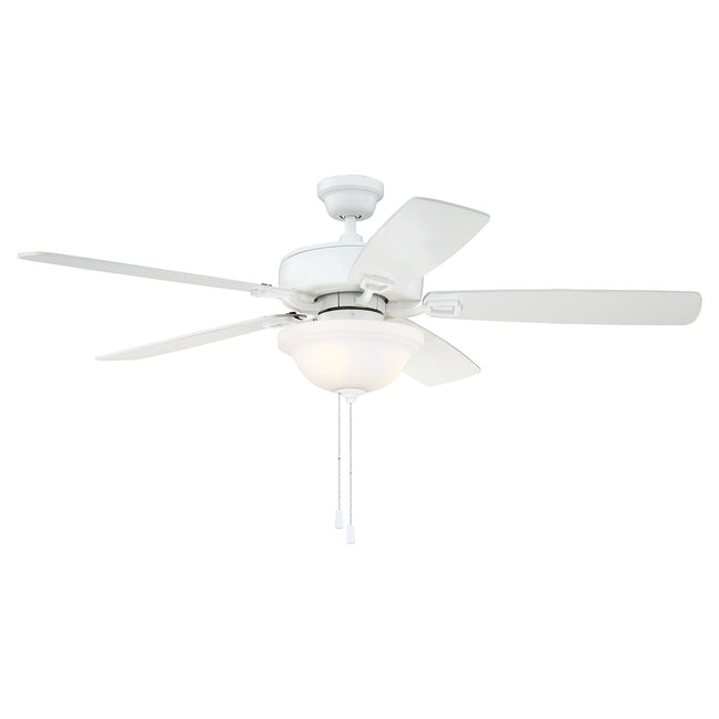 TCE52W5C1 - Twist N Click 52" 5 Blade Ceiling Fan with Light Kit - Pull Chain - White