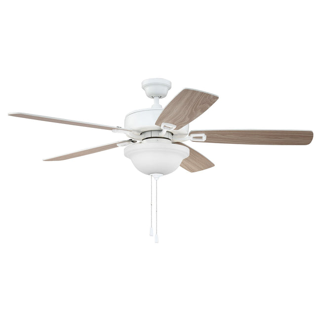TCE52W5C1 - Twist N Click 52" 5 Blade Ceiling Fan with Light Kit - Pull Chain - White