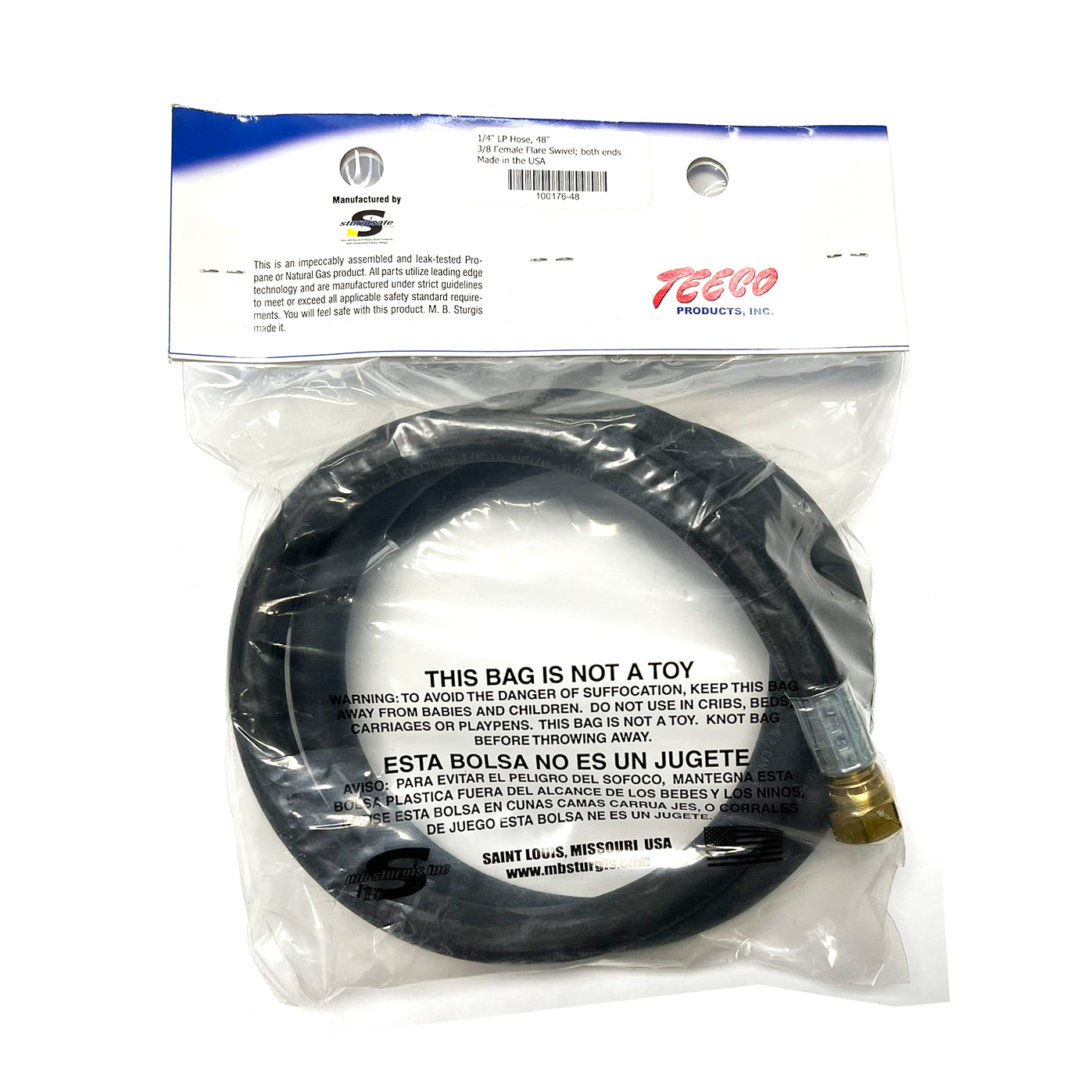 3/8" MPT x Flare High Pressure LPG Hose Assembly - 48"