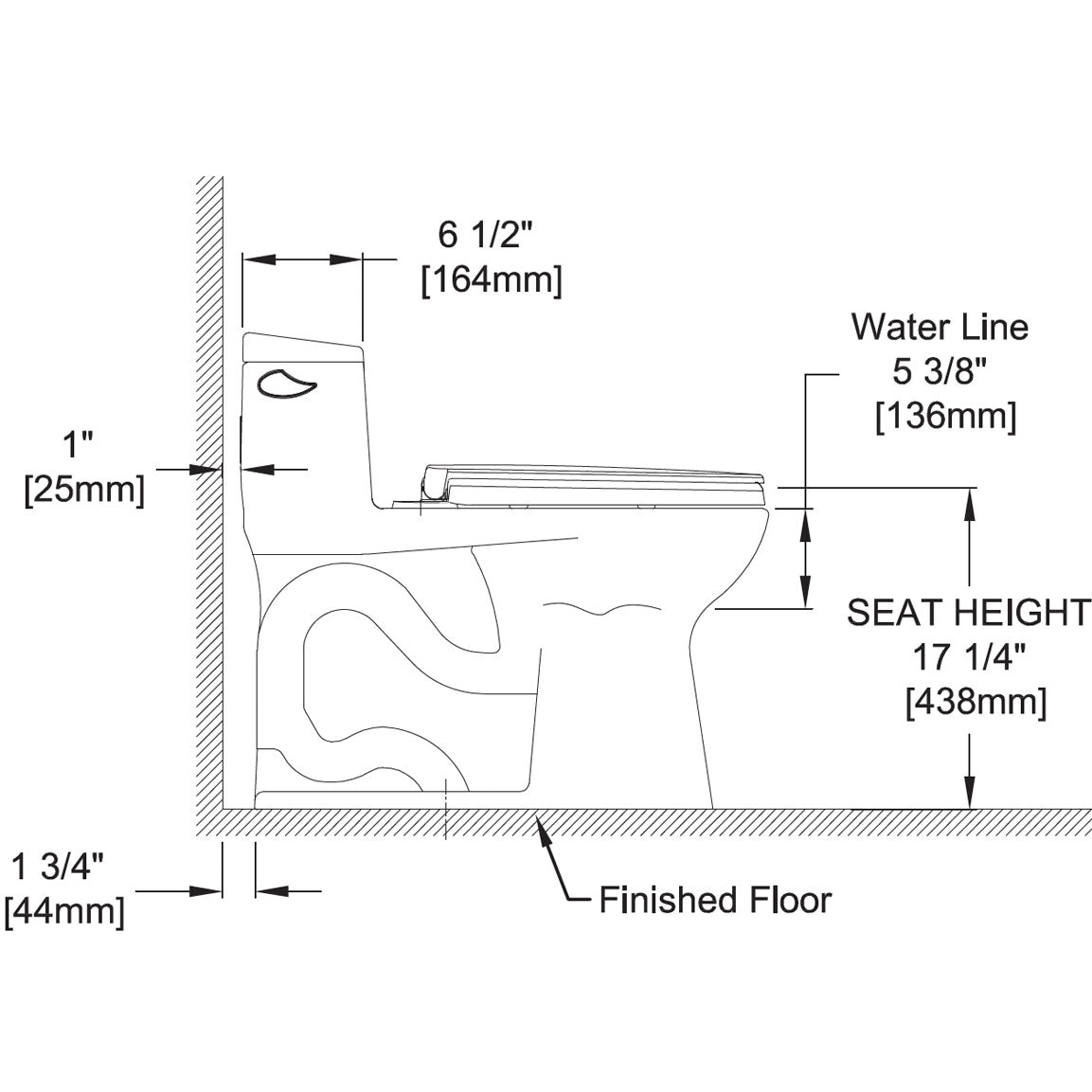 MS634124CEFG#01 - Supreme II One-Piece Elongated Universal Height Toilet - Cotton White - 1.28 GPF