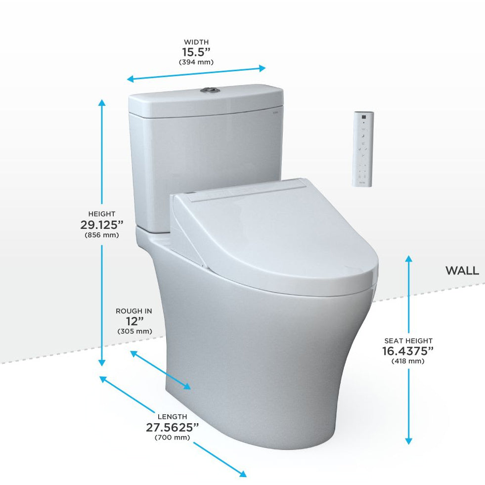 MW4463084CEMGN#01 - Aquia IV Washlet+ C5 Two Piece Toilet - 1.28 / 0.9 GPF - White