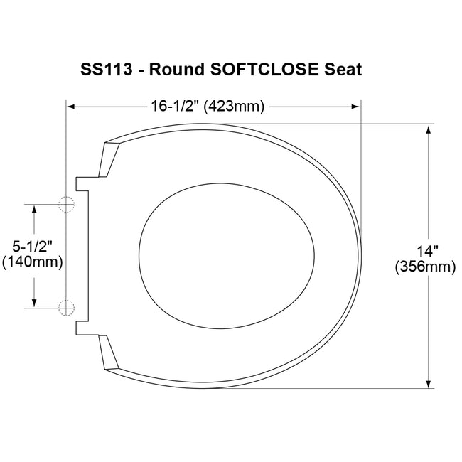 SS113#51 - SoftClose Round Toilet Seat - Ebony