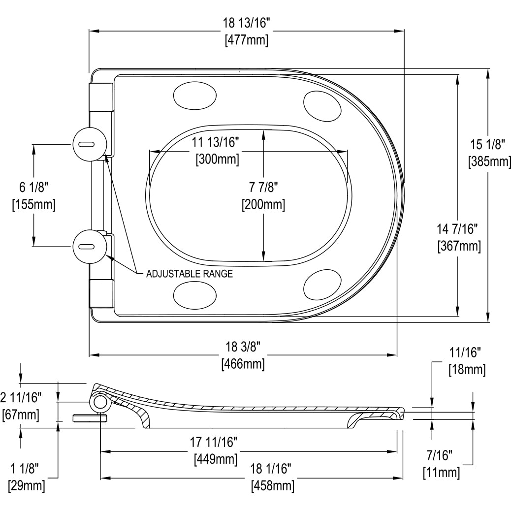 SS247R#01 - Slim D-Shape Softclose Seat Toilet Seat - Cotton White