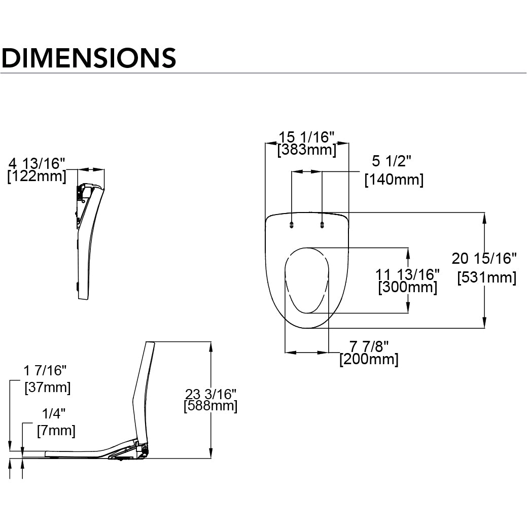 SW3056AT40#01 - Washlet+ S550E Contemporary Elongated Bidet Seat - Cotton White