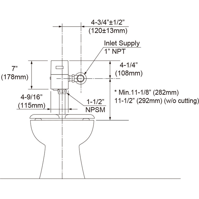 TET1LAX32#CP - EcoPower High-Efficiency Toilet Flush Valve with Vacuum Breaker Set - 1.28 GPF - Top