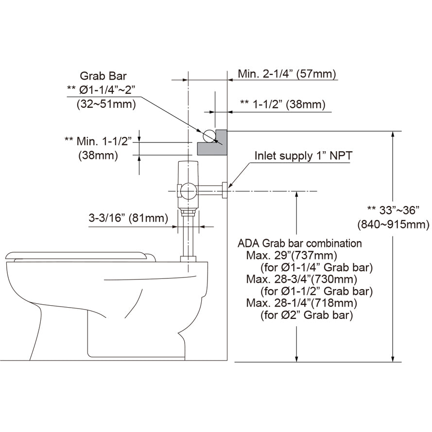 TET1LAX32#CP - EcoPower High-Efficiency Toilet Flush Valve with Vacuum Breaker Set - 1.28 GPF - Top