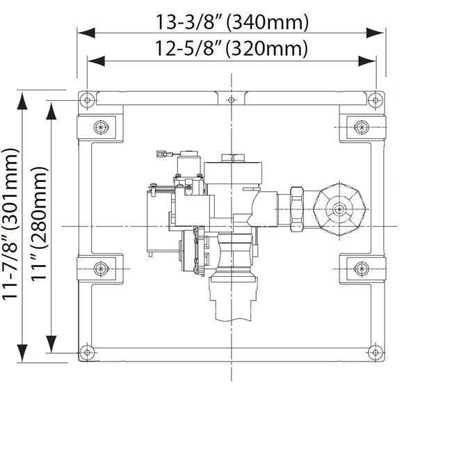 TEU2UA12#SS - Ultra High-Efficiency Concealed Urinal Flush Valve - 0.125 GPF - Top Spud
