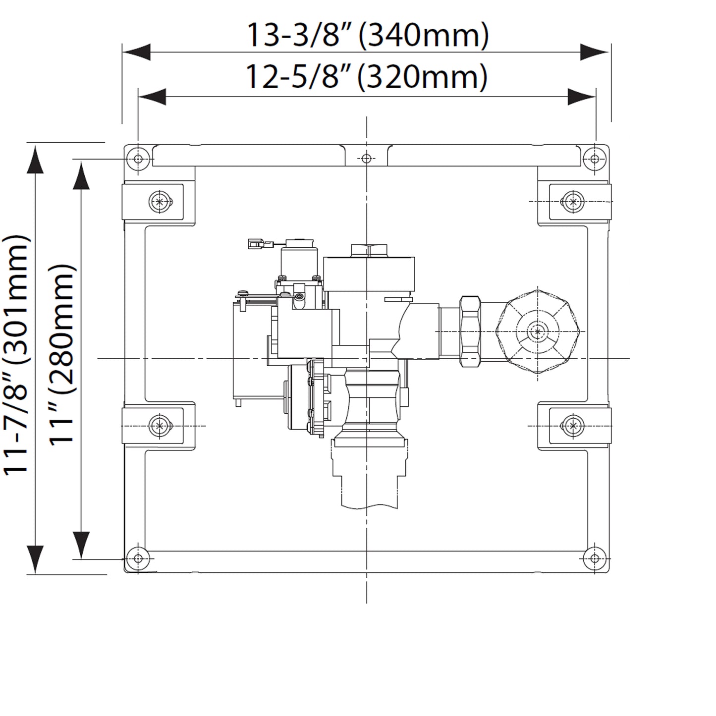 TET2LB31#SS - EcoPower High-Efficiency Concealed Toilet Flush Valve - 1.28 GPF - Back Spud Wall