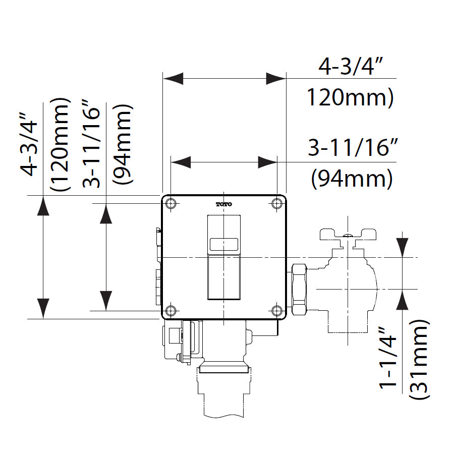 TEU3LA11#SS - EcoPower 0.5 GPF High-Efficiency Concealed Urinal Flush Valve
