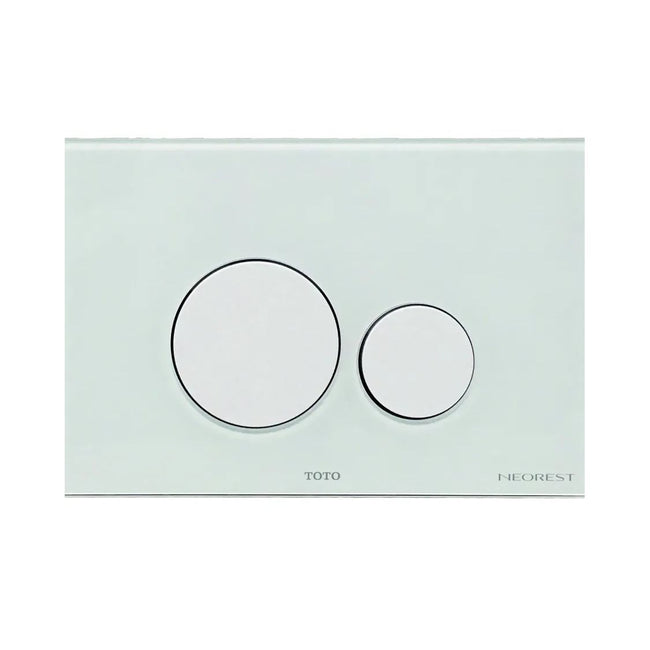 YT994#WH - Round Push Button Plate for NEOREST In-Wall Tank Unit - White Glass