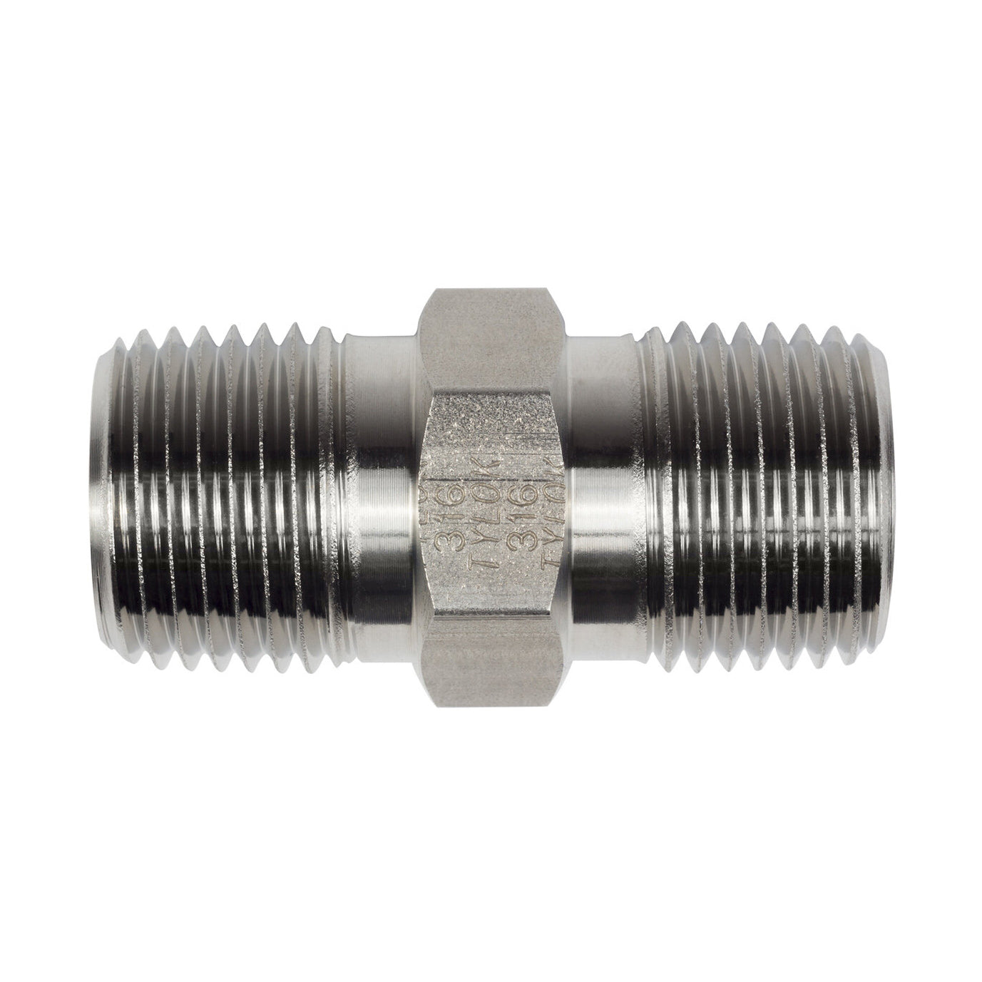 SS-8-1HN - Stainless 1/2" MNPT x 1/2" MNPT Straight Pipe Fitting