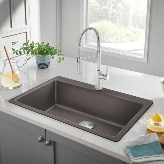 443198 - Liven SILGRANIT 33" Super Single Dual Mount Kitchen Sink - Truffle