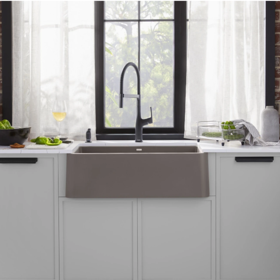 443113 - Ikon SILGRANIT 30" Single Bowl Apron-Front Farmhouse Sink - Volcano Gray