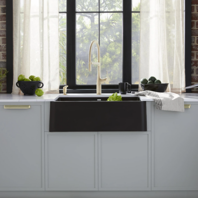 402575 - Ikon SILGRANIT 33" Single Bowl Apron-Front Farmhouse Sink - Coal Black