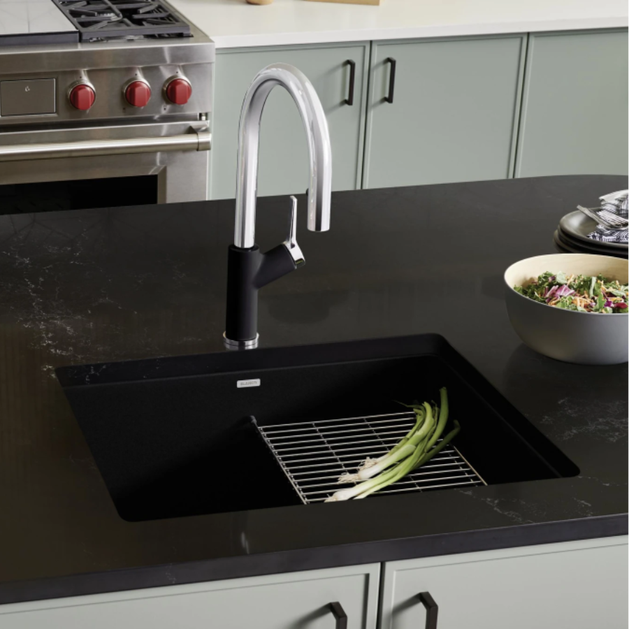 442928 - Precis SILGRANIT 24" Single Bowl Undermount Kitchen Sink - Coal Black