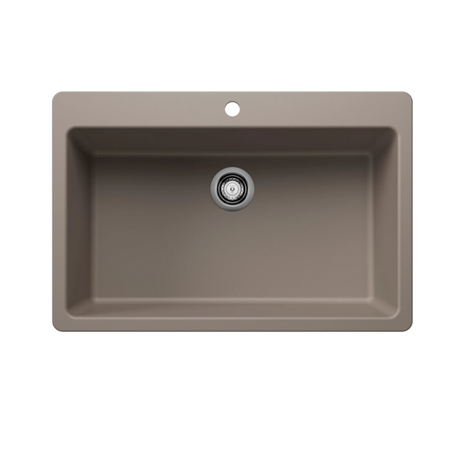 443198 - Liven SILGRANIT 33" Super Single Dual Mount Kitchen Sink - Truffle