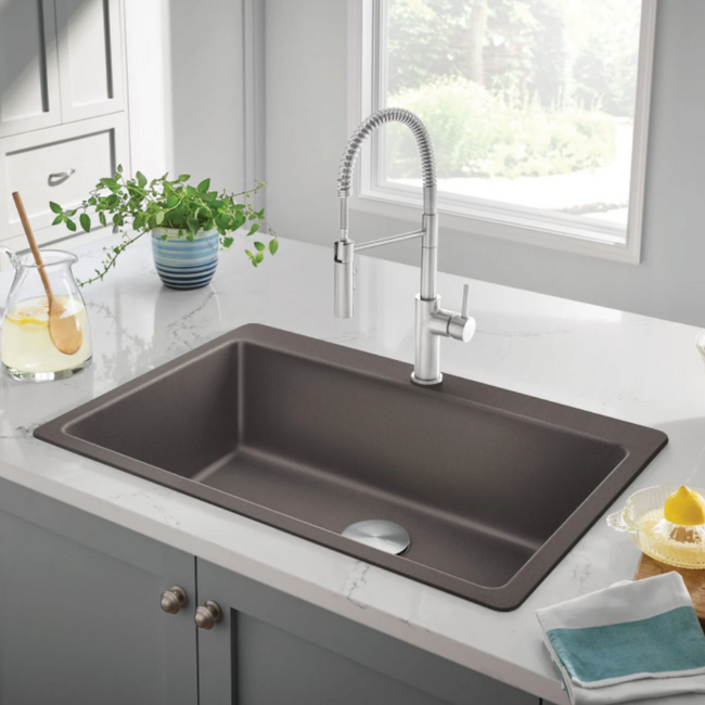 443200 - Liven SILGRANIT 33" Super Single Dual Mount Kitchen Sink - Volcano Gray