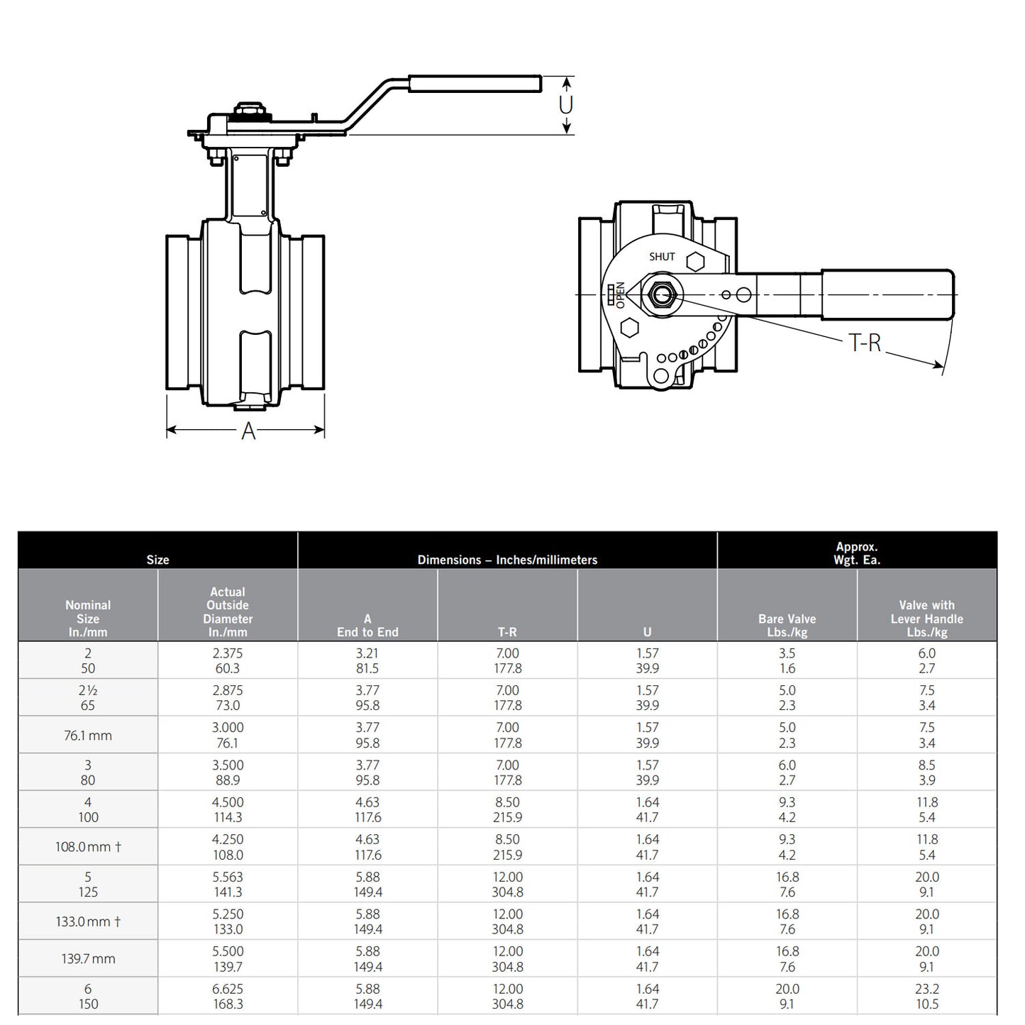 V020761SE2 - 2" VIC-300 MasterSeal Butterfly Valve - EPDM Seat - Lever Operator