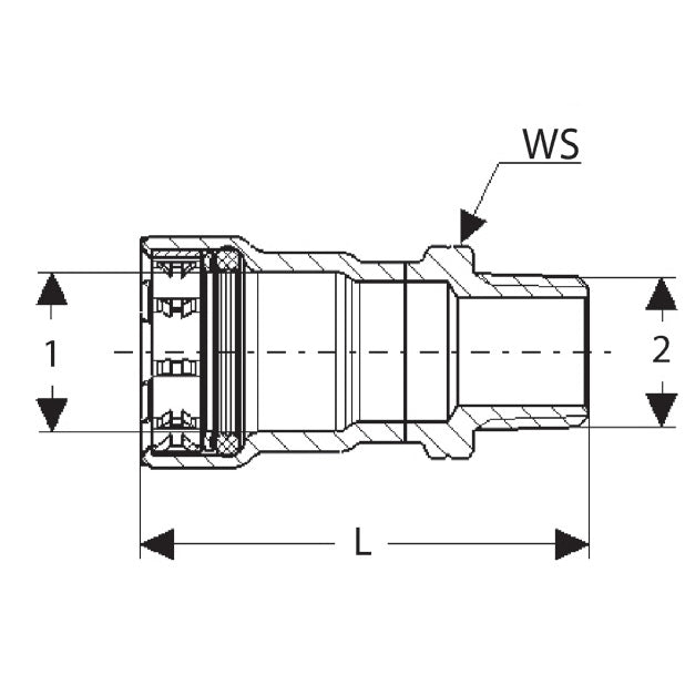 25105 - - MegaPress Adapter, 3/4" P x MPT