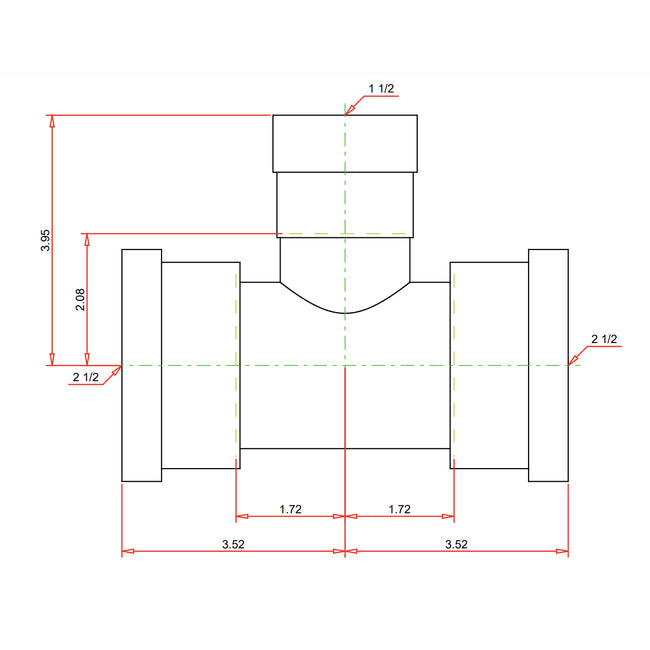 28675 - 2-1/2" x 2-1/2 x 1-1/2" MegaPressG Tee