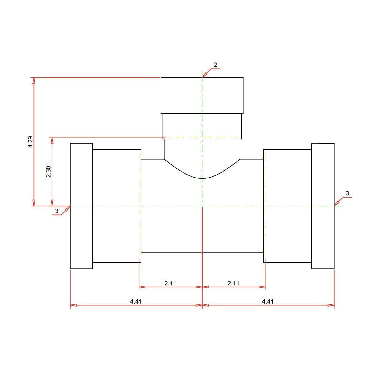 28685 -3" x 3" x 2" MegaPressG Tee