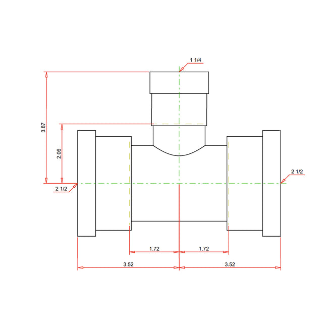28905 -2-1/2" x 2-1/2" x 1-1/4" MegaPressG Tee